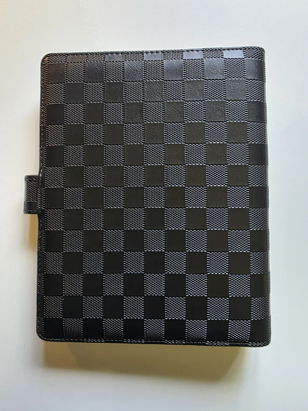 A5 6 Ring Binder  Black Checkered Hardcover Planner with Snap Closure
